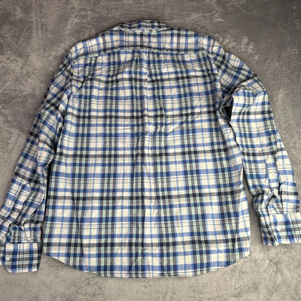 J.Crew shirt Mens L Blue Plaid Slim Fit Homespun Cotton C8198 Long Sleeve